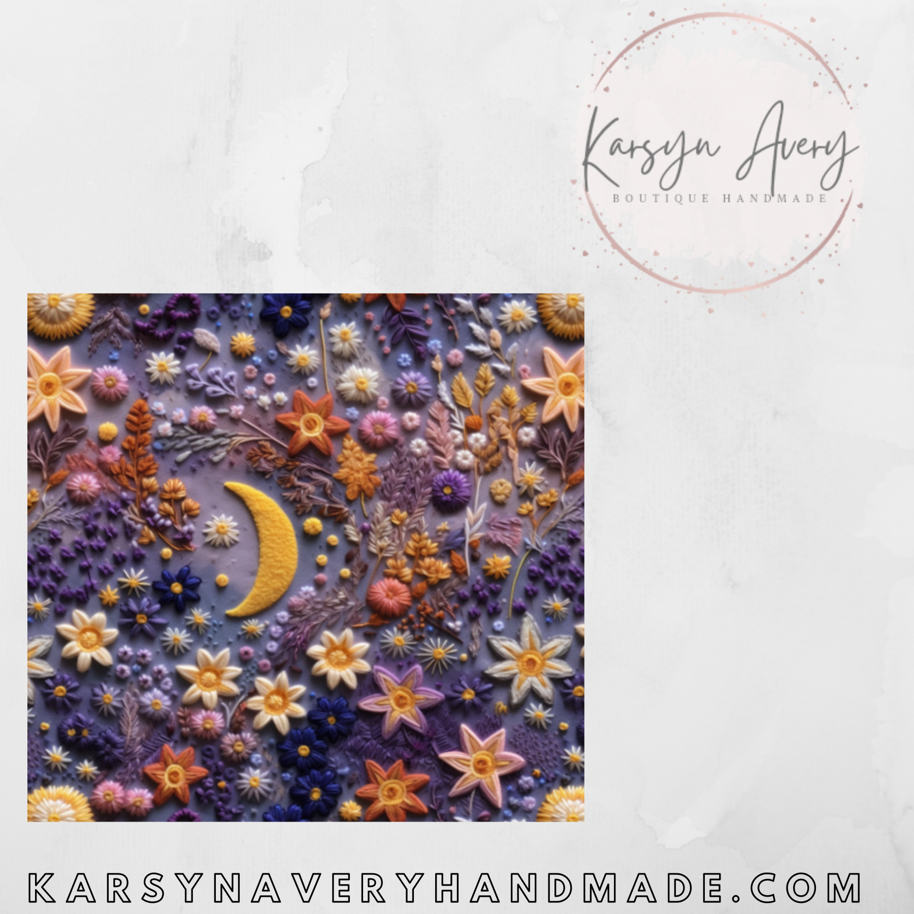 Moon Faux Embroidered Floral