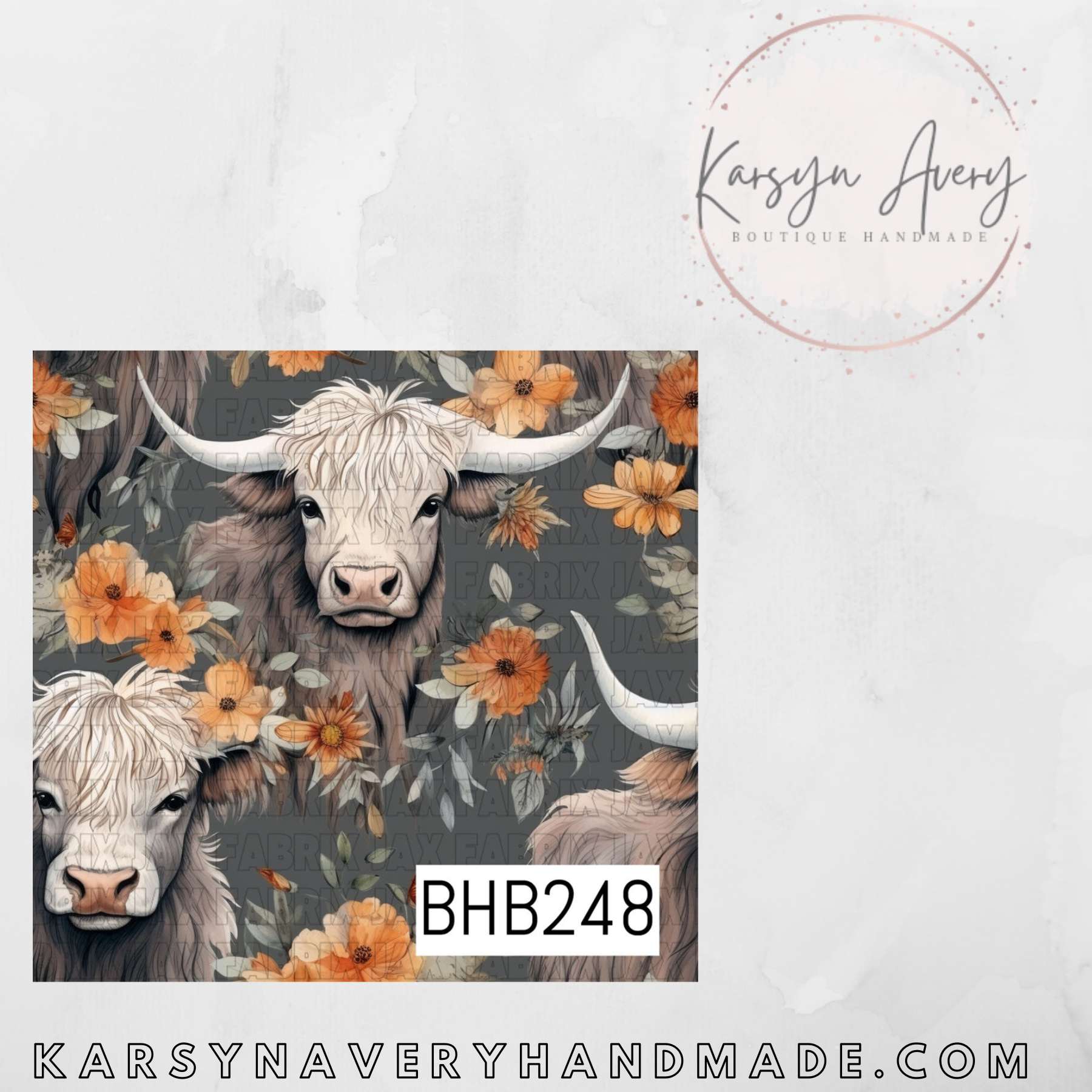 Gray Hyland Cow Floral